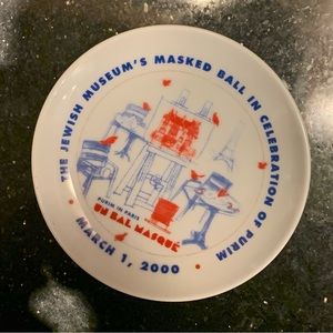 RARE Commemorative Purim in Paris Plate, The Jewish Museum, March 1st, 2000